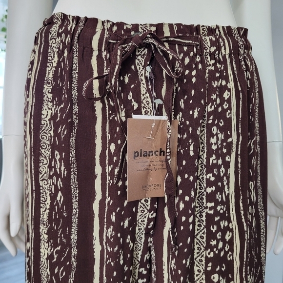 PLANCHE - Women's Striped Tribal  Elastic Waist Loose Straight Leg Long Pants - Picture 8 of 10